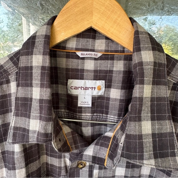 Carhartt Force Reydell Button Up Shirt Large Black Gray Plaid Relaxed Fit - Picture 2 of 7